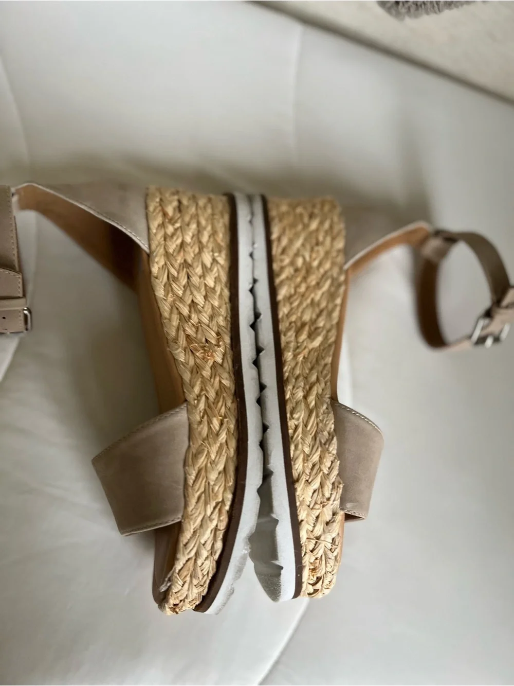 Dolce Vita Women’s Neutral Espadrille Platform Sandals with Ankle Strap size 6